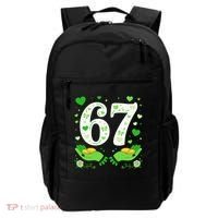 67 St Patricks Day Shamrock Clover Hands 6-7 Meme Backpack thumb 0