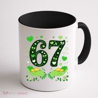 67 St Patricks Day Shamrock Clover Hands 6-7 Meme Coffee Mug thumb 1