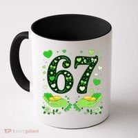 67 St Patricks Day Shamrock Clover Hands 6-7 Meme Coffee Mug thumb 0