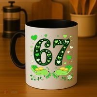 67 St Patricks Day Shamrock Clover Hands 6-7 Meme Coffee Mug thumb 4