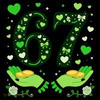 67 St Patricks Day Shamrock Clover Hands 6-7 Meme Coffee Mug thumb 5