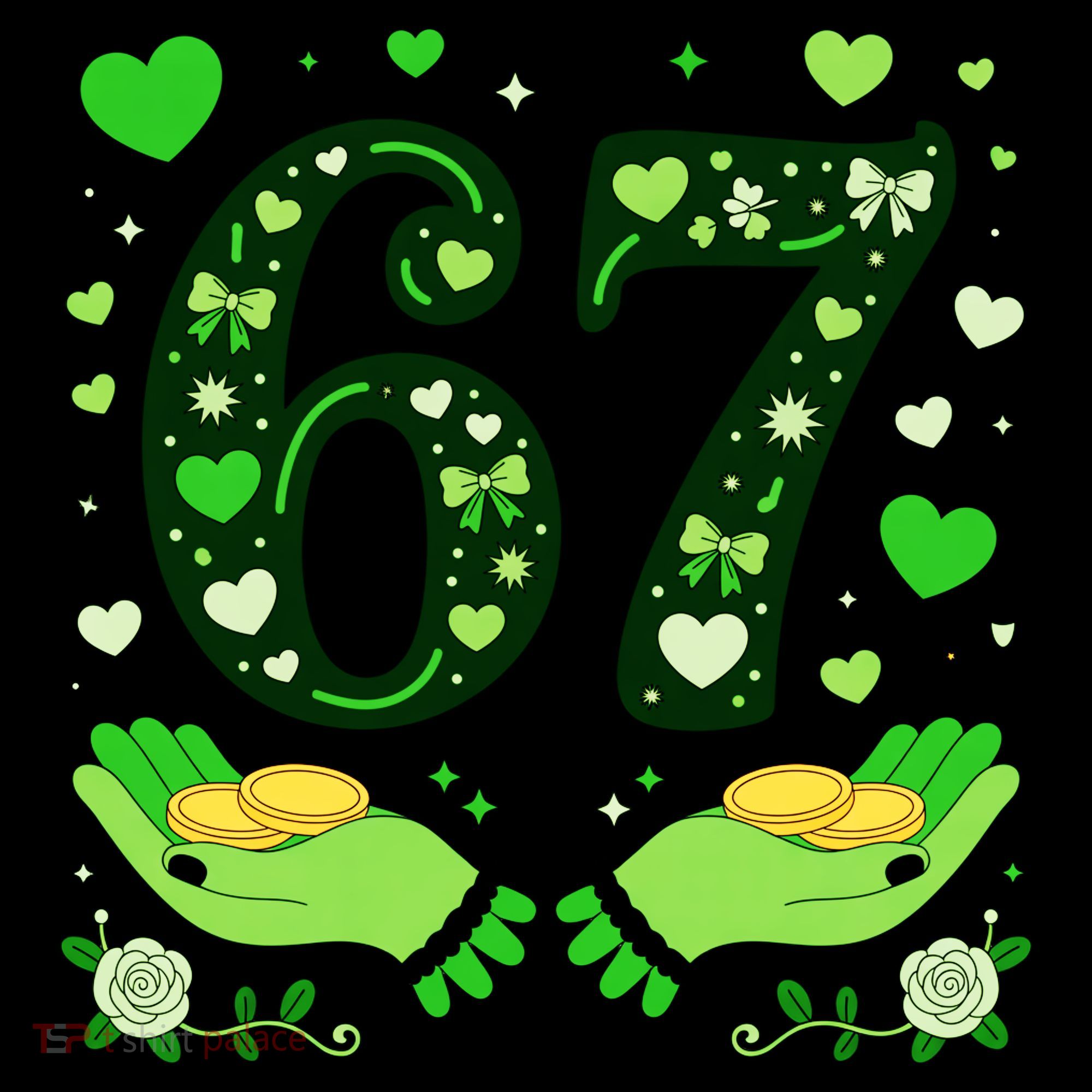 67 St Patricks Day Shamrock Clover Hands 6-7 Meme Coffee Mug