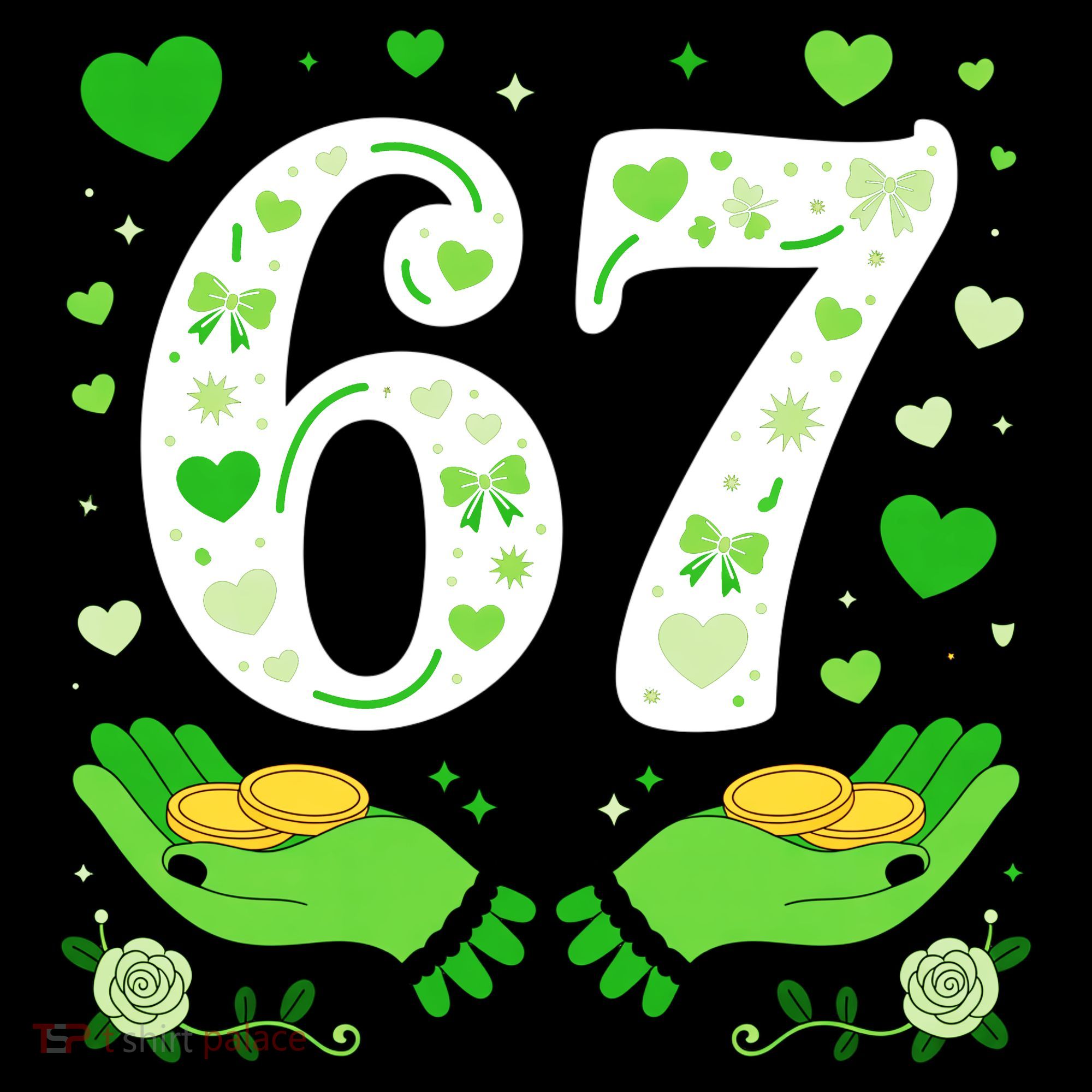 67 St Patricks Day Shamrock Clover Hands 6-7 Meme Ornament