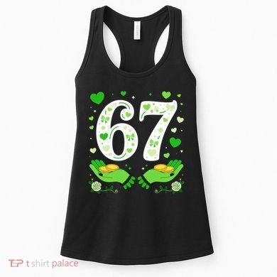 67 St Patricks Day Shamrock Clover Hands 6-7 Meme Women's Tank Top