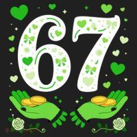 67 St Patricks Day Shamrock Clover Hands 6-7 Meme Hat thumb 2