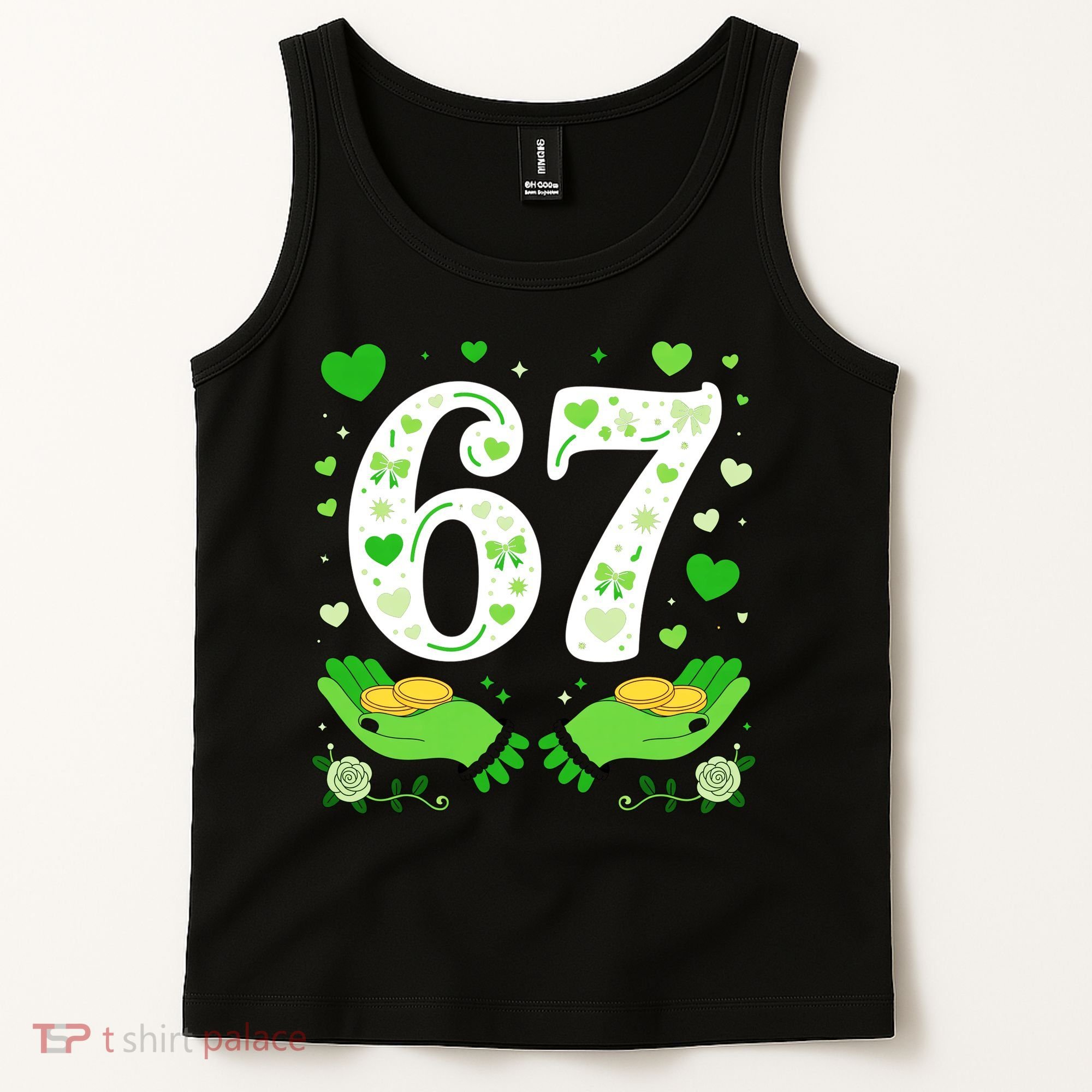 67 St Patricks Day Shamrock Clover Hands 6-7 Meme Tank Top