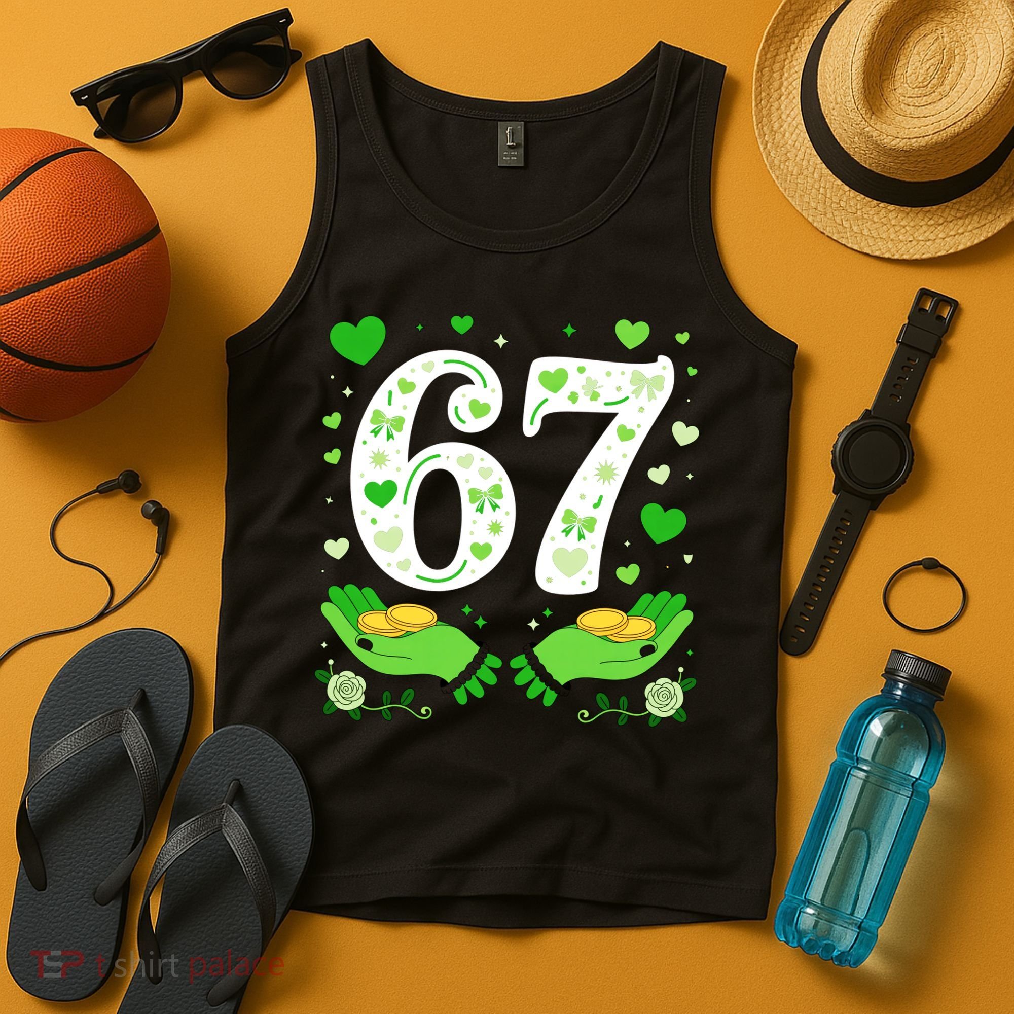 67 St Patricks Day Shamrock Clover Hands 6-7 Meme Tank Top