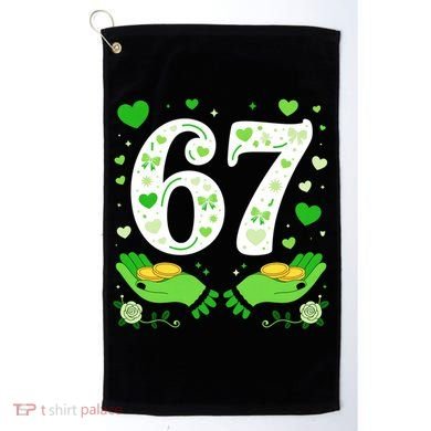 67 St Patricks Day Shamrock Clover Hands 6-7 Meme Golf Towel