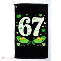 67 St Patricks Day Shamrock Clover Hands 6-7 Meme Golf Towel thumb 0