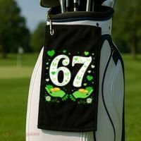 67 St Patricks Day Shamrock Clover Hands 6-7 Meme Golf Towel thumb 2