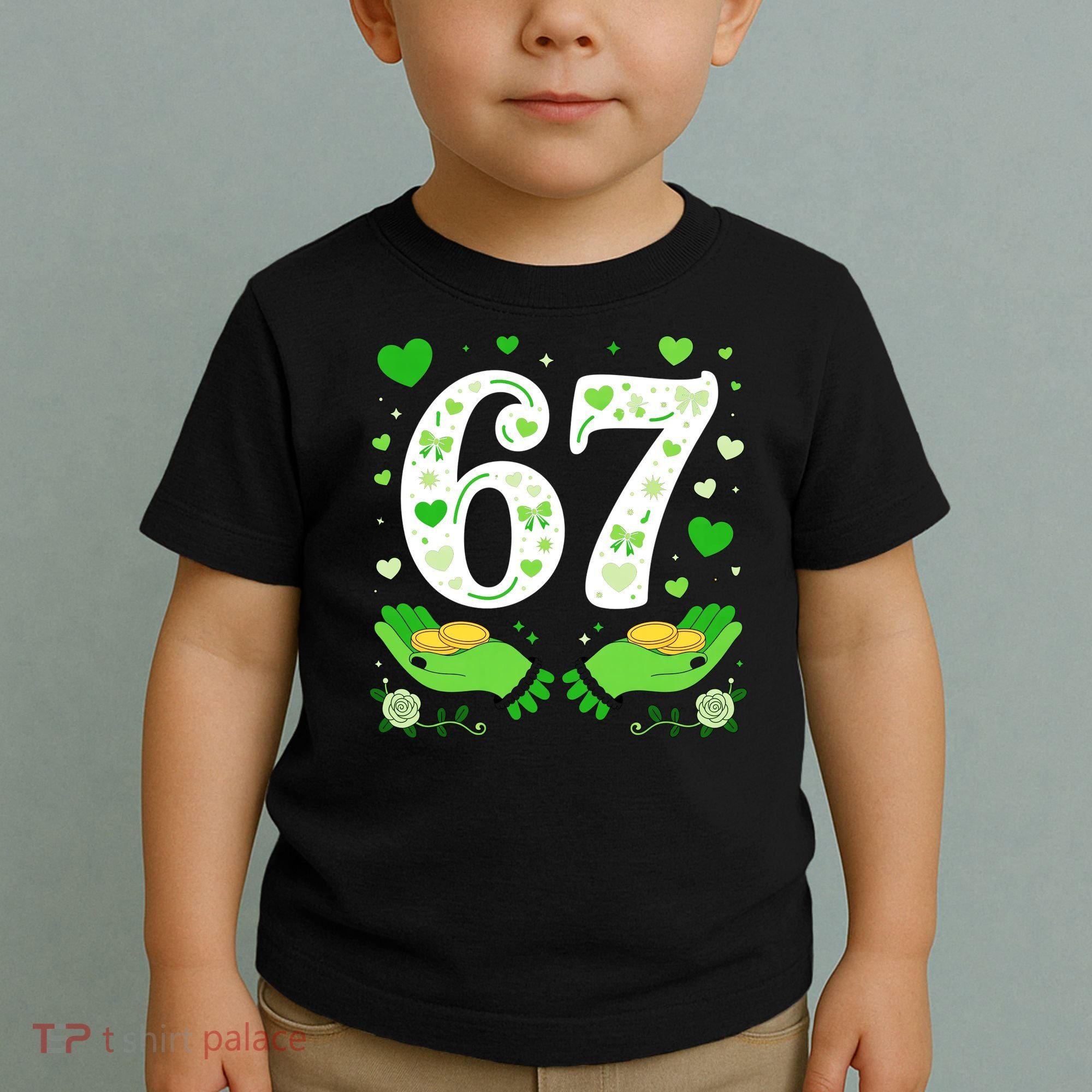 67 St Patricks Day Shamrock Clover Hands 6-7 Meme Toddler T-Shirt
