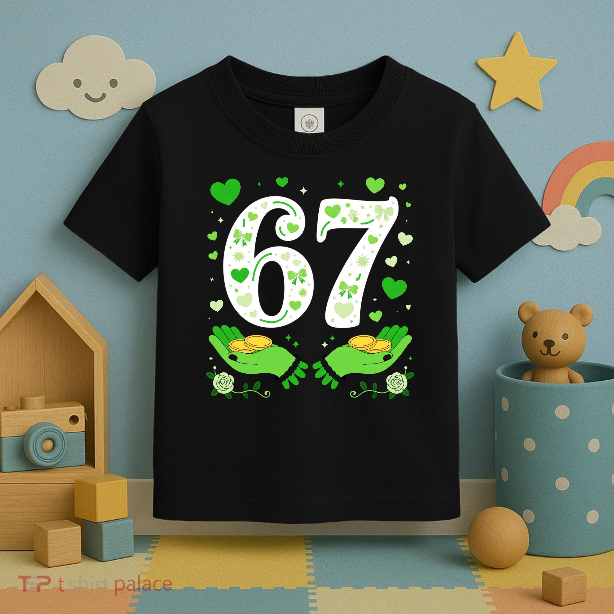 67 St Patricks Day Shamrock Clover Hands 6-7 Meme Toddler T-Shirt
