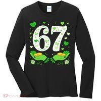 67 St Patricks Day Shamrock Clover Hands 6-7 Meme Women's Long Sleeve Shirt thumb 0