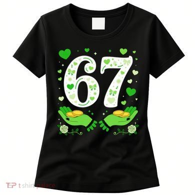 67 St Patricks Day Shamrock Clover Hands 6-7 Meme Women's T-Shirt