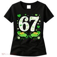 67 St Patricks Day Shamrock Clover Hands 6-7 Meme Women's T-Shirt thumb 0