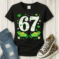 67 St Patricks Day Shamrock Clover Hands 6-7 Meme Women's T-Shirt thumb 3