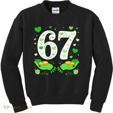 67 St Patricks Day Shamrock Clover Hands 6-7 Meme Kids Sweatshirt