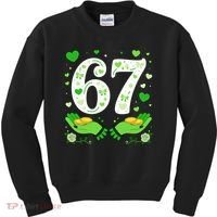 67 St Patricks Day Shamrock Clover Hands 6-7 Meme Kids Sweatshirt thumb 0