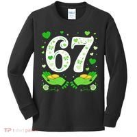 67 St Patricks Day Shamrock Clover Hands 6-7 Meme Kids Long Sleeve Shirt thumb 0