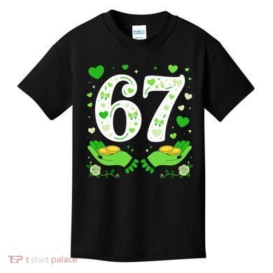 67 St Patricks Day Shamrock Clover Hands 6-7 Meme Kids T-Shirt