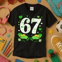 67 St Patricks Day Shamrock Clover Hands 6-7 Meme Kids T-Shirt thumb 3