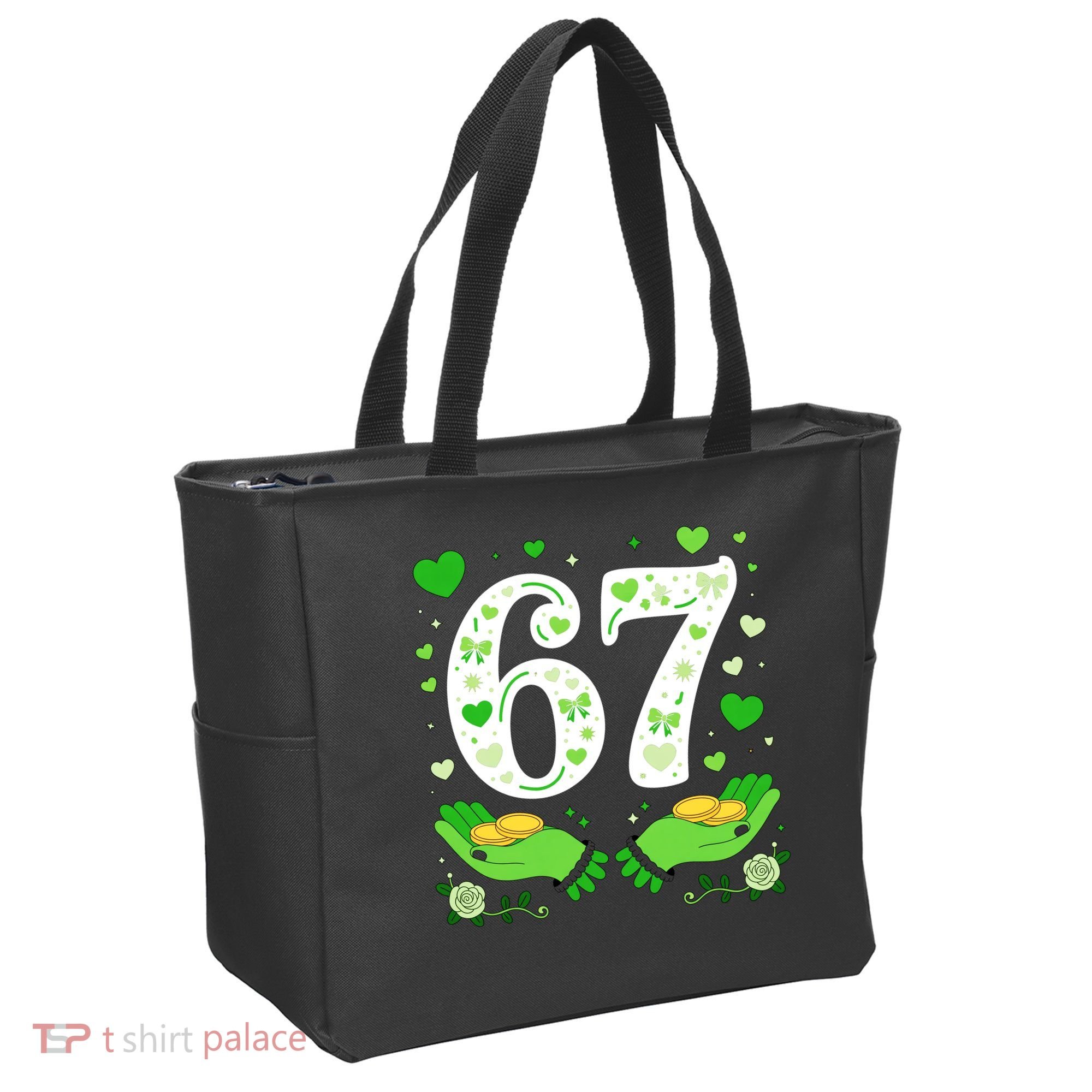 67 St Patricks Day Shamrock Clover Hands 6-7 Meme Tote Bag