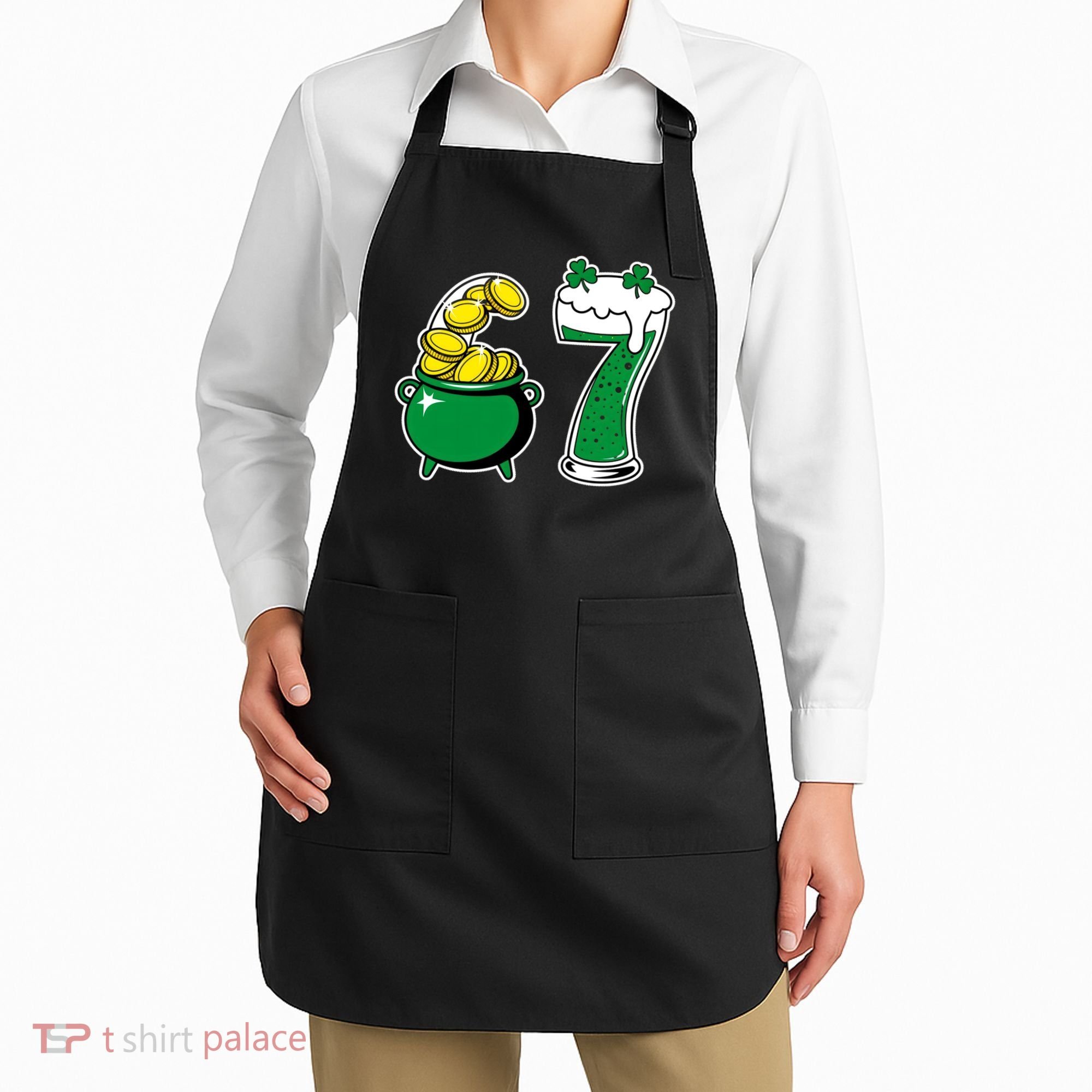 67 St Patrick’s Day Six Seven Meme Pot Of Gold Apron