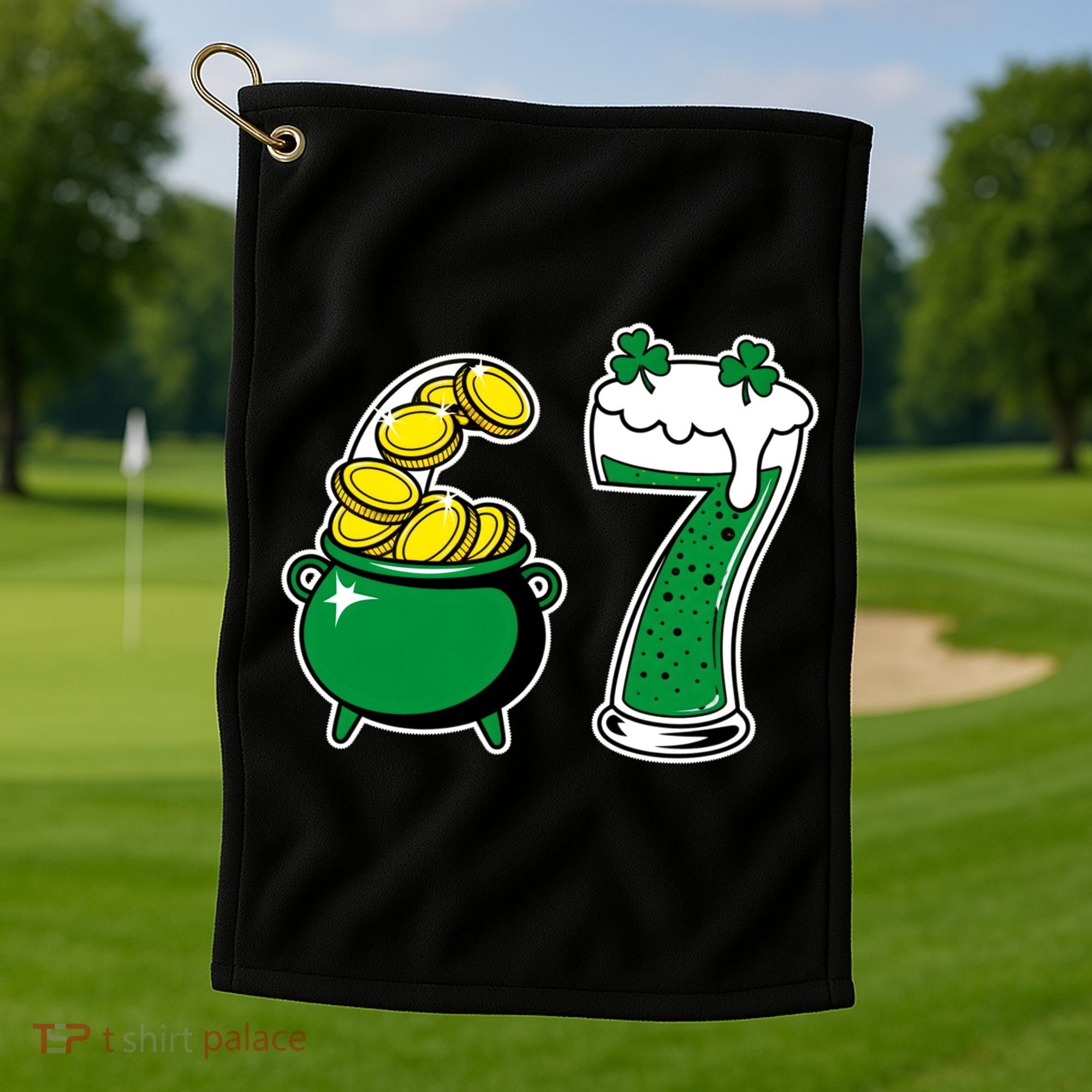 67 St Patrick’s Day Six Seven Meme Pot Of Gold Golf Towel