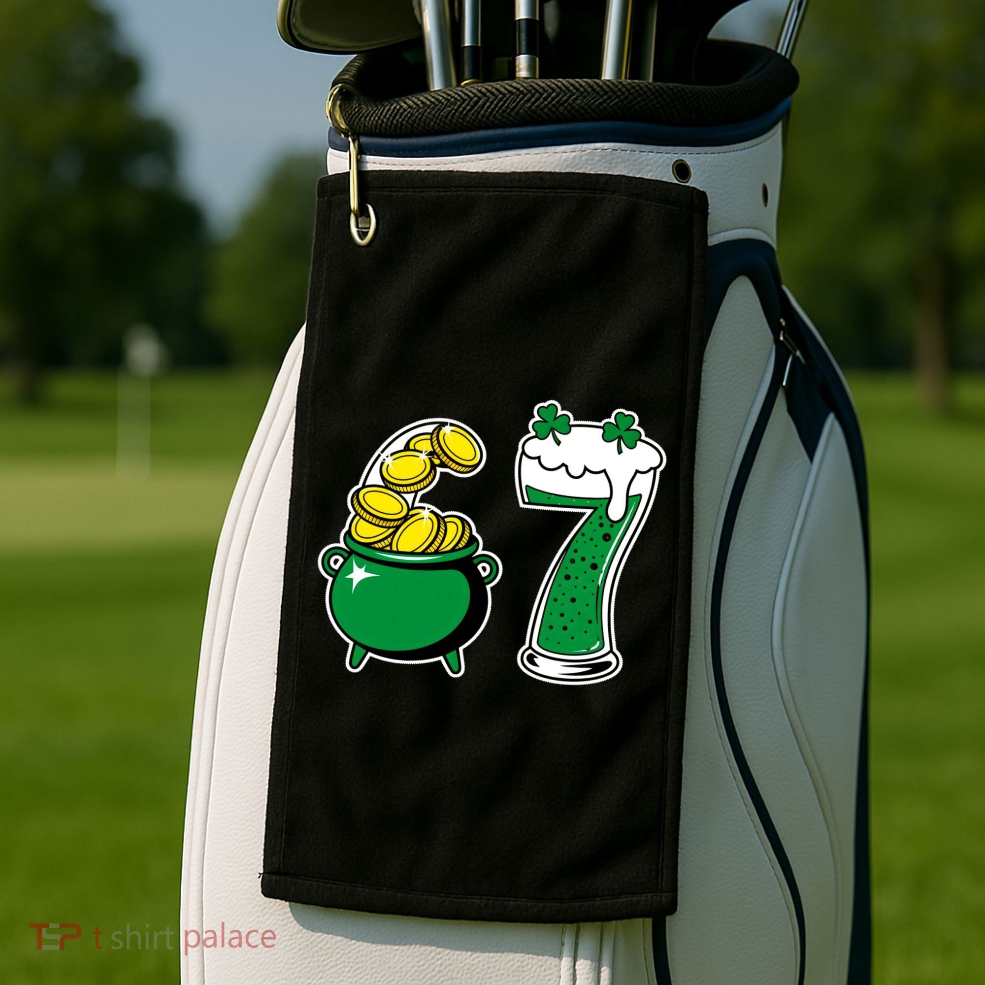 67 St Patrick’s Day Six Seven Meme Pot Of Gold Golf Towel