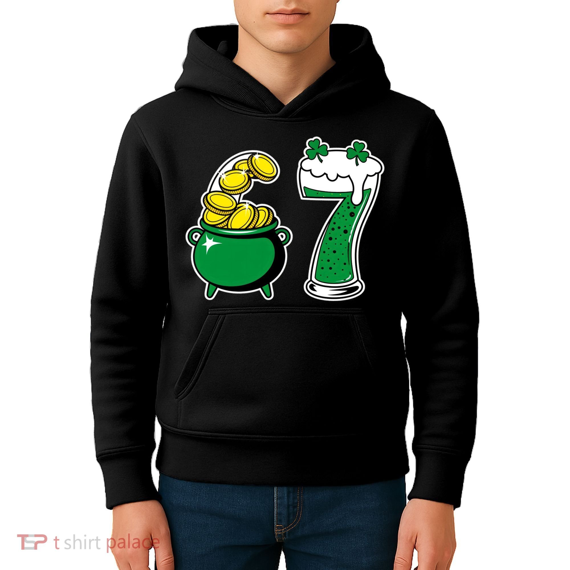67 St Patrick’s Day Six Seven Meme Pot Of Gold Kids Hoodie