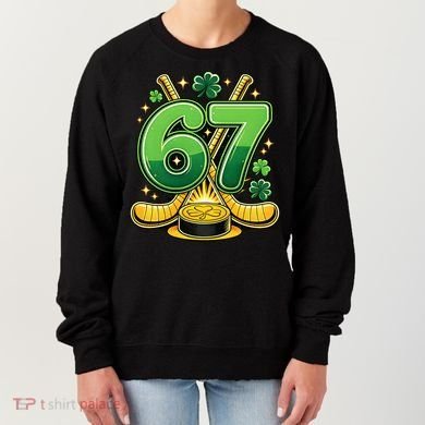 67 St Patricks Day Hockey Clover 6-7 Meme Women's Sweatshirt
