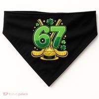 67 St Patricks Day Hockey Clover 6-7 Meme USA-Made Doggie Bandana thumb 0