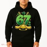 67 St Patricks Day Hockey Clover 6-7 Meme Hoodie thumb 2