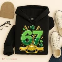 67 St Patricks Day Hockey Clover 6-7 Meme Hoodie thumb 4