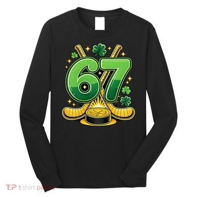 67 St Patricks Day Hockey Clover 6-7 Meme Long Sleeve Shirt