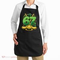 67 St Patricks Day Hockey Clover 6-7 Meme Apron thumb 2