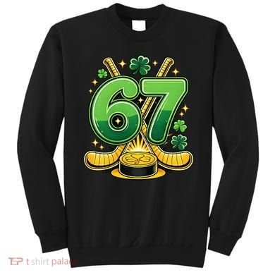 67 St Patricks Day Hockey Clover 6-7 Meme Sweatshirt