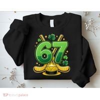 67 St Patricks Day Hockey Clover 6-7 Meme Sweatshirt thumb 2