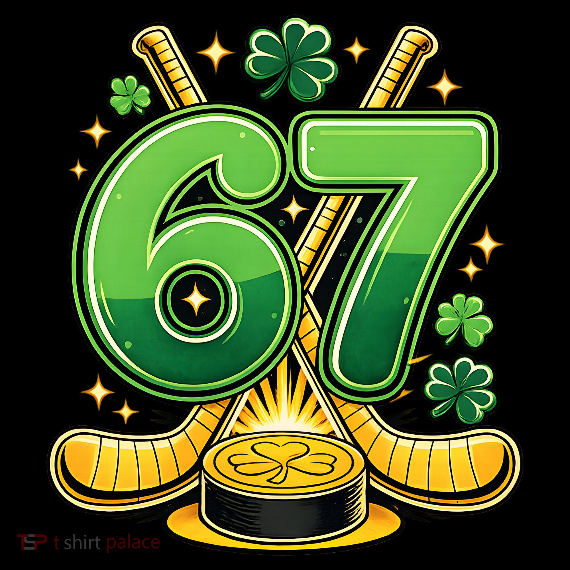 67 St Patricks Day Hockey Clover 6-7 Meme Sweatshirt