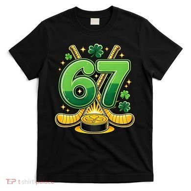 67 St Patricks Day Hockey Clover 6-7 Meme T-Shirt