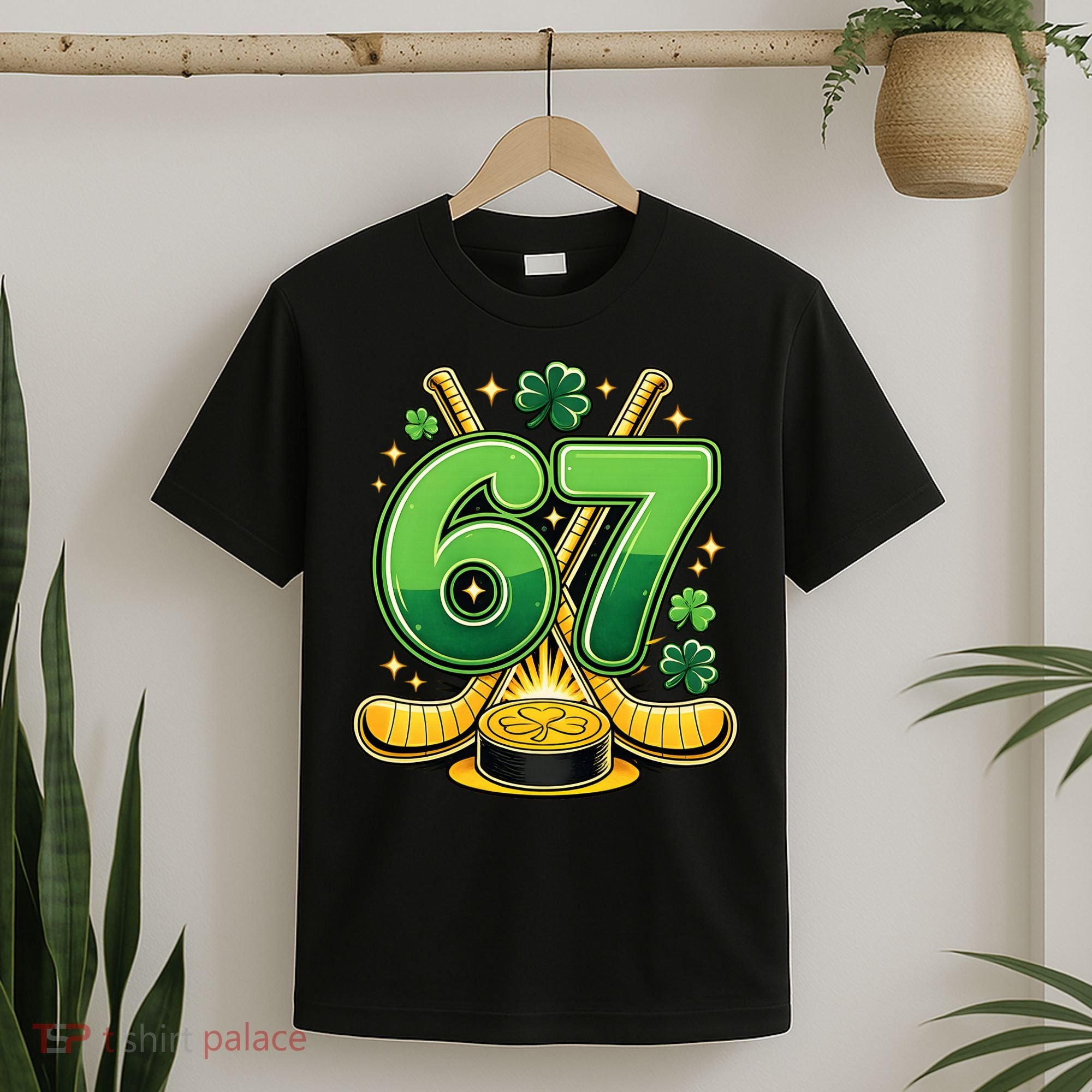 67 St Patricks Day Hockey Clover 6-7 Meme T-Shirt