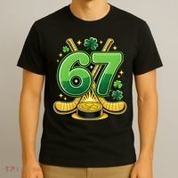 67 St Patricks Day Hockey Clover 6-7 Meme T-Shirt thumb 3