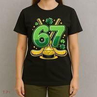 67 St Patricks Day Hockey Clover 6-7 Meme T-Shirt thumb 4