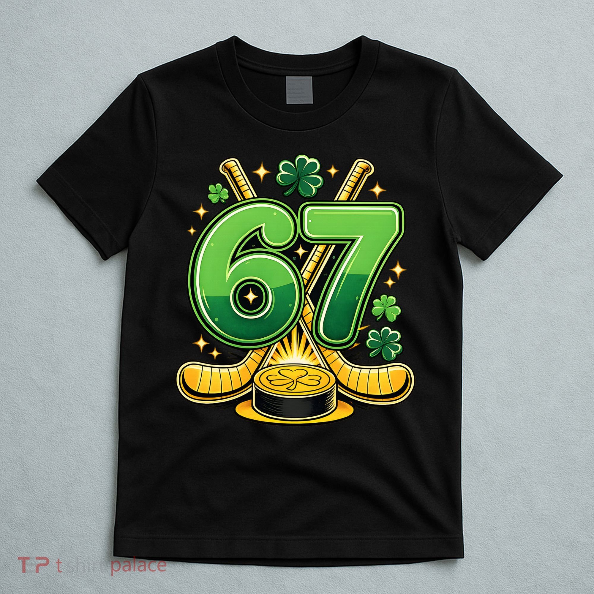 67 St Patricks Day Hockey Clover 6-7 Meme T-Shirt