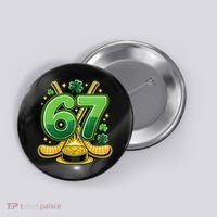 67 St Patricks Day Hockey Clover 6-7 Meme Button thumb 0