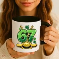 67 St Patricks Day Hockey Clover 6-7 Meme Coffee Mug thumb 3