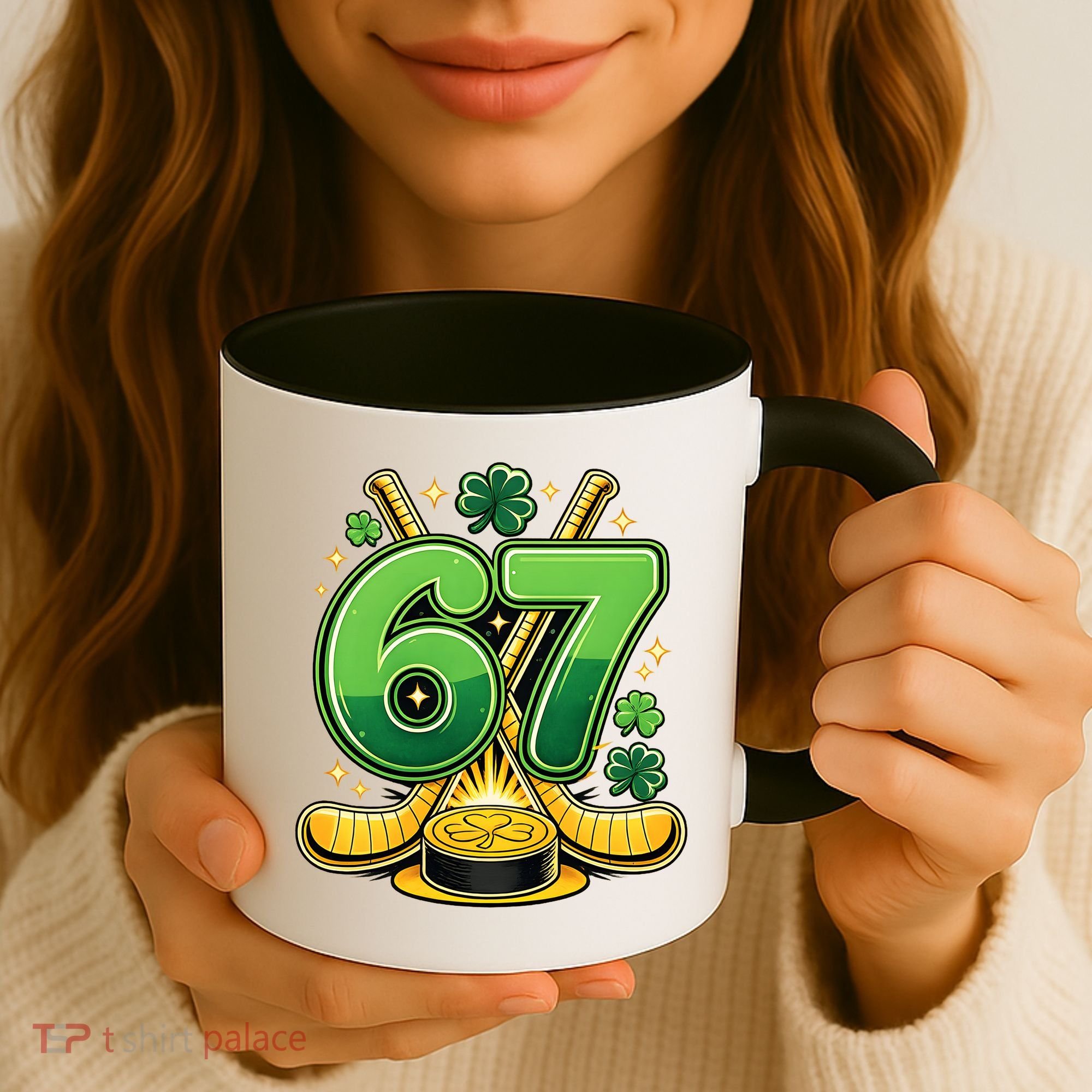 67 St Patricks Day Hockey Clover 6-7 Meme Coffee Mug