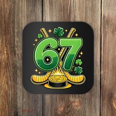 67 St Patricks Day Hockey Clover 6-7 Meme Coaster