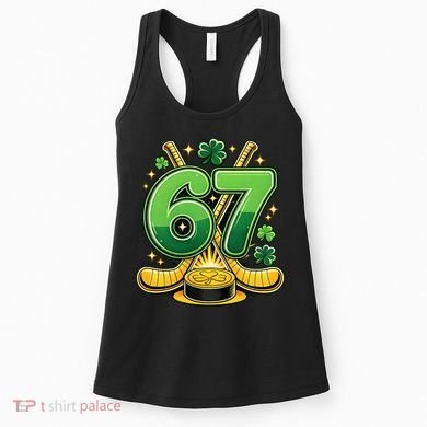 67 St Patricks Day Hockey Clover 6-7 Meme Women's Tank Top