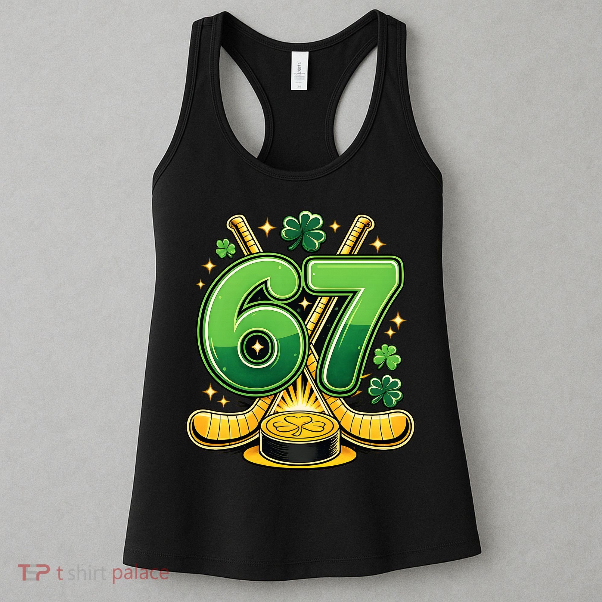 67 St Patricks Day Hockey Clover 6-7 Meme Women's Tank Top